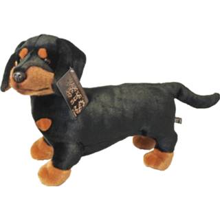 👉 Knuffel beest active zwart bruin Honden speelgoed artikelen Teckel knuffelbeest bruin/zwart 45 cm