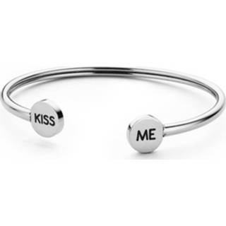 Zilverkleurig One Size no color Key Moments 8KM-B00476 Bangle met tekst Kiss me, one-size 8719743156395