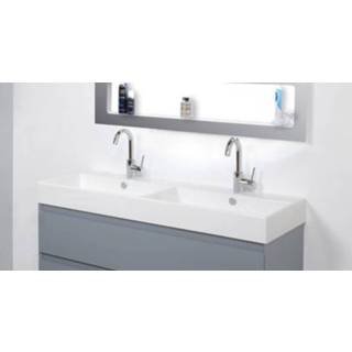 👉 Wastafel glans keramiek porselein wit INK Unlimited 120x11x45cm 2 kraangaten wasbakken 0202101 8718835001230