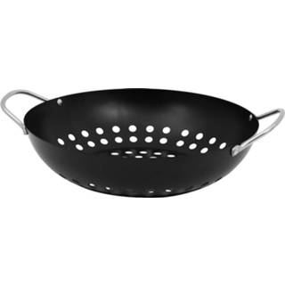 👉 Grill zwart metaal gietijzer Orange85 Barbecue Pan -Wok - 28cm Bbq 8720289415716