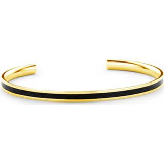 👉 Goudkleurig zwart emaille One Size no color CO88 Collection Majestic 8CB 90196 Stalen Open Bangle met - One-size (62x50x2 mm) / 8719743158504