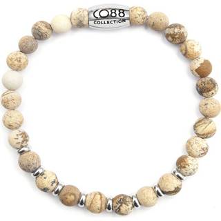 👉 Armband beige One Size no color CO88 Collection 8CB-90034 - Natuurstenen Jaspis 6 mm maat l 8719497236077