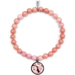 👉 Armband roze One Size no color CO88 Collection 8CB-90039 - Natuurstenen met bedel Jade 6 mm en rozen one-size 8719497236121