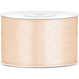 👉 1x Hobby/decoratie creme satijnen sierlinten 3,8 cm/38 mm x 25 meter - Cadeaulint satijnlint/ribbon - Creme linten - Hobbymateriaal benodigdheden - Verpakkingsmaterialen