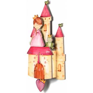 👉 Wandklok roze hout One Size meisjes Dekori prinsessenkasteel 30 x 33 cm 9150200000001
