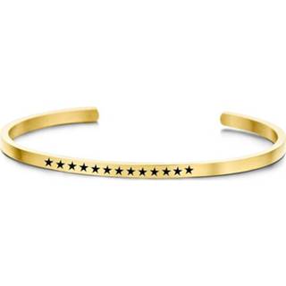 Zirkonia goudkleurig One Size no color Key Moments 8KM-B00395 Stalen open bangle met tekst sterren one-size 8719497237555