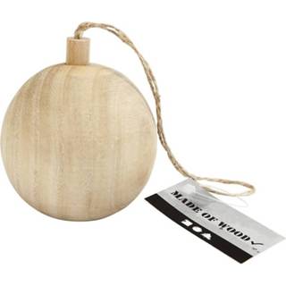 👉 Kerstbal houten hout One Size beige 4x kerstballen van licht Keizerin boom 6,4 cm - decoratie hangers 8720147574432