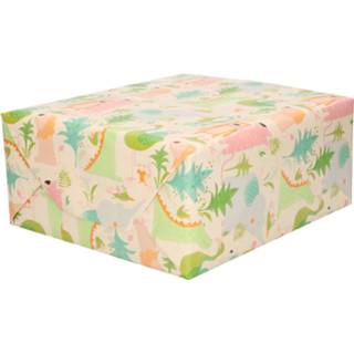 👉 Inpakpapier pastel 1x / cadeaupapier tinten jungle dieren thema 200 x 70 cm