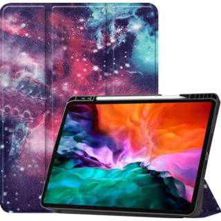 👉 Pencil active Case2go - Hoes voor de Apple iPad Pro 12.9 inch (2021) Tri-Fold Book Case met Houder Galaxy 8719793129240