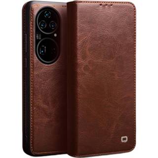 👉 Portemonnee bruin Qialino Classic Huawei P50 Wallet Leren Hoesje - 5712580108070