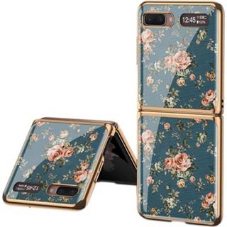 👉 Flip cover blauw GKK Flower Pattern Samsung Galaxy Z - Donkerblauw 5712580088532