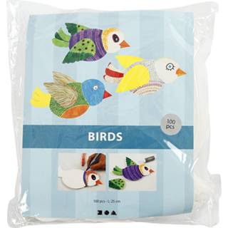 👉 Knutselset karton wit One Size Creotime Birds 25 cm 100 stuks 5707167076439