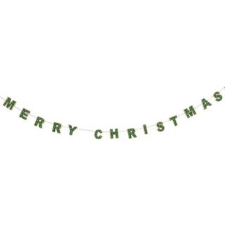 👉 Slinger groen groene houten One Size 1x Merry Christmas - kerstversiering 8720147789089