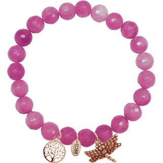 👉 Armband natuursteen active kralenarmband vrouwen roze CO88 met bedels levensboom/libelle rosé/roze 8CB-90005 8719075071007