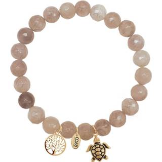 👉 Armband natuursteen kralenarmband vrouwen active bruin CO88 met bedels levensboom/schildpad goud/bruin 8CB-90011 8719075071069