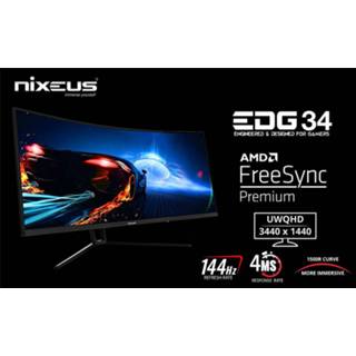 👉 Gaming monitor Nixeus EDG 34 Inch Ultrawide 3440x1440 AMD Radeon FreeSync(tm) Certified 144Hz 1500R Curved (NX-Edge34S)