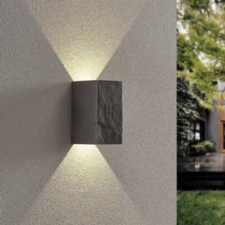 👉 Buiten wandlamp beton a+ warmwit grijs Lucande LED Vigga, leisteenoptiek
