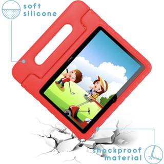 👉 Handvat rood siliconen unisex kinderen IMoshion Kidsproof Backcover met voor de Huawei MediaPad T3 10 inch - 8719295448023