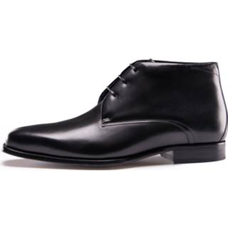 👉 Veterboots male herenschoenen mannen zwart zwarte leer rubber PERLIE Comfortabele