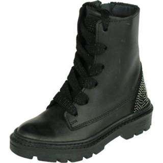 👉 Veterboots zwart leer leder meisjesschoenen s meisjes verwisselbaar Jochie & Freaks hippe veterboot