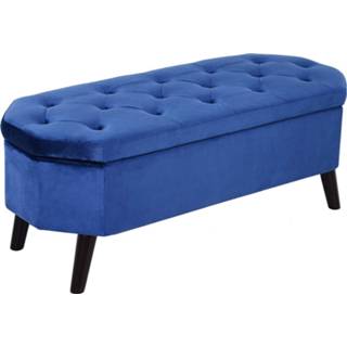 👉 Bedbank blauw active HOMCOM Bedbankje 2-in-1 met opbergruimte donkerblauw 117 x 46,5 45cm 4250871291083