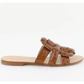 👉 Slippers leer vrouwen bruin Morobe robien 53 cognac
