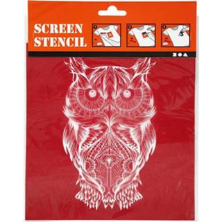 👉 GeenKleur Creotime Screen Stencil Uil 20x22cm 5712854073776