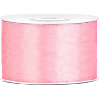 👉 Verpakkingsmateriaal roze One Size 3x Hobby/decoratie licht satijnen sierlinten 3,8 cm/38 mm x 25 meter - Cadeaulint satijnlint/ribbon linten Hobbymateriaal benodigdheden Verpakkingsmaterialen 8720276147293