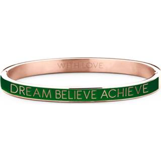 👉 Groen One Size no color Key Moments 8KM BC0023 Stalen Bangle met Tekst Dream Believe Achieve One-size Rosékleurig / 8719874225793