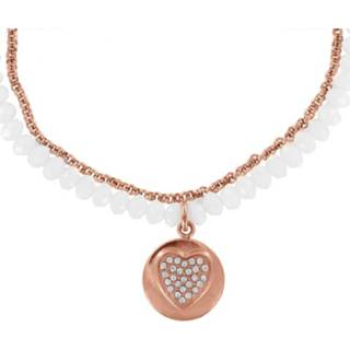 👉 Staal kristal vrouwen active wit roskleurig CO88 Ketting Sense Hart staal/kristal 42-47 cm rosé/wit 8CN-15004 8719075079881