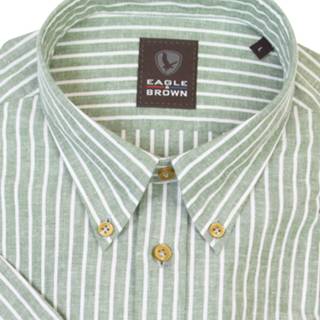 👉 Overhemd korte mouw overhemden male print l bruin groen gestreept Eagle & Brown streep 8719902056337 8719902056320 8719902056344