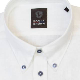 👉 Overhemd korte mouw l male overhemden wit bruin linnen katoen Eagle & Brown 8719902056511 8719902056498