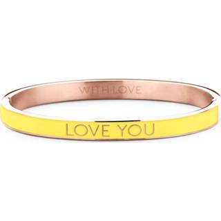 👉 Geel One Size no color Key Moments 8KM BC0018 Stalen Bangle met Tekst Love You One-size Rosékleurig / 8719874225748