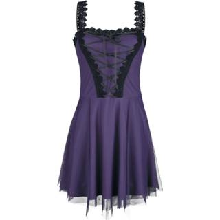 👉 Korte jurk lila vrouwen m Gothicana by EMP - Kurzes Kleid mit Schnürung und Spitze 4064854200234