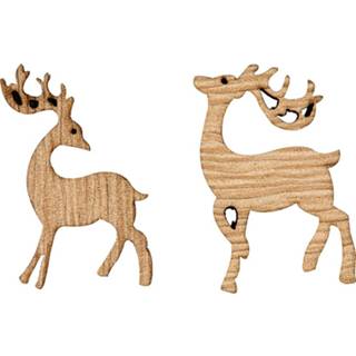 👉 Bruin houten hout One Size Creotime rendieren 5 x 3 cm set 60 stuks 5707167921883