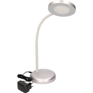 👉 Zilveren bureaulamp met LED-verlichting helder wit 40 cm - Kantoor/bureaubenodigdheden - Bureaulampen - Leeslampen - Tafellampen - Staande lampen voor op kantoor
