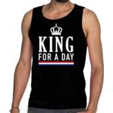 👉 Zwart King for a day tanktop / mouwloos shirt - Singlet voor heren - Koningsdag kleding