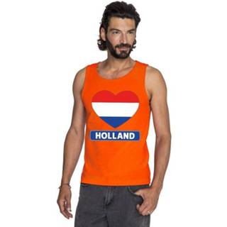 👉 Oranje Hollandse vlag tanktop shirt/ singlet heren - Oranje Koningsdag/ Holland supporter kleding