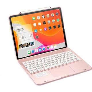 👉 Toetsenbordhoes goud active IPad Pro Toetsenbord Hoes - 12.9 inch (2021, 2020, 2018) Bluetooth Draaibaar, Touchpad&Verlichting QWERTY Rosé 8719793143437