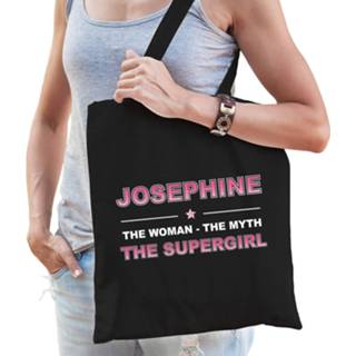 👉 Katoenen tas One Size zwart vrouwen Naam cadeau Josephine - The woman, myth supergirl Boodschappentas verjaardag/ moeder/ collega/ vriendin 8720276784634