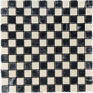 👉 Granito zwart wit natuursteen Terre d´Azur Mosaic strip zwart/wit 30x30 7434219687630