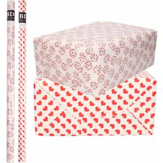 👉 Inpakpapier 8x Rollen kraft liefde/valentijn/hartjes pakket - harten design 200 x 70 cm