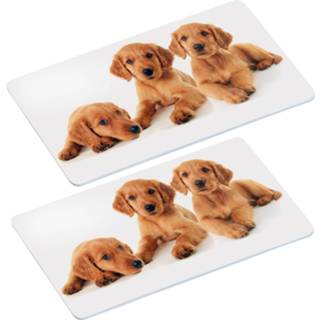 👉 Kunststof bordje kinderen 8x Rechthoekige bordjes/plankjes met puppy print voor