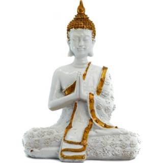 Boeddha beeld wit Thaise Mediterend Polyresin - 14 x 9 20 cm 7141262578586