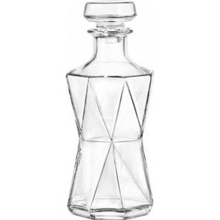 👉 Glazen whisky/water karaf 850 ml/9,5 x 24,5 cm kristal - Kristalglas look whiskey fles - Whiskykaraf/whiskyfles van glas