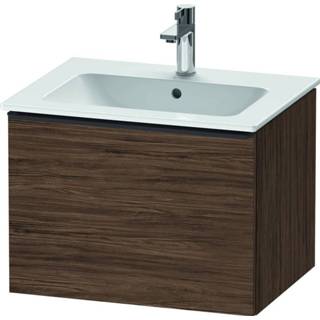 👉 Wastafel onderkast spaanplaat noten Duravit D-Neo wastafelonderkast 61x44x46.2cm 1 lade (donker) Mat de426102121 4063382104250