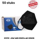 👉 Mondkapje zwart MEIYO Wegwerpmaskers Medisch Plat Vouwbaar - Type FFP2 50 Stuks 8719907165515