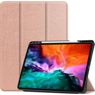 👉 Pencil goud active Case2go - Hoes voor de Apple iPad Pro 12.9 inch (2021) Tri-Fold Book Case met Houder Rosé 8719793129172