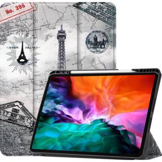 👉 Pencil active Case2go - Hoes voor de Apple iPad Pro 12.9 inch (2021) Tri-Fold Book Case met Houder Eiffeltoren 8719793129219