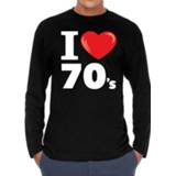 👉 I love 70s / seventies long sleeve t-shirt zwart heren